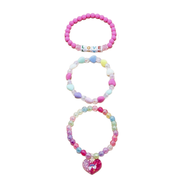rainbow heart bracelet set