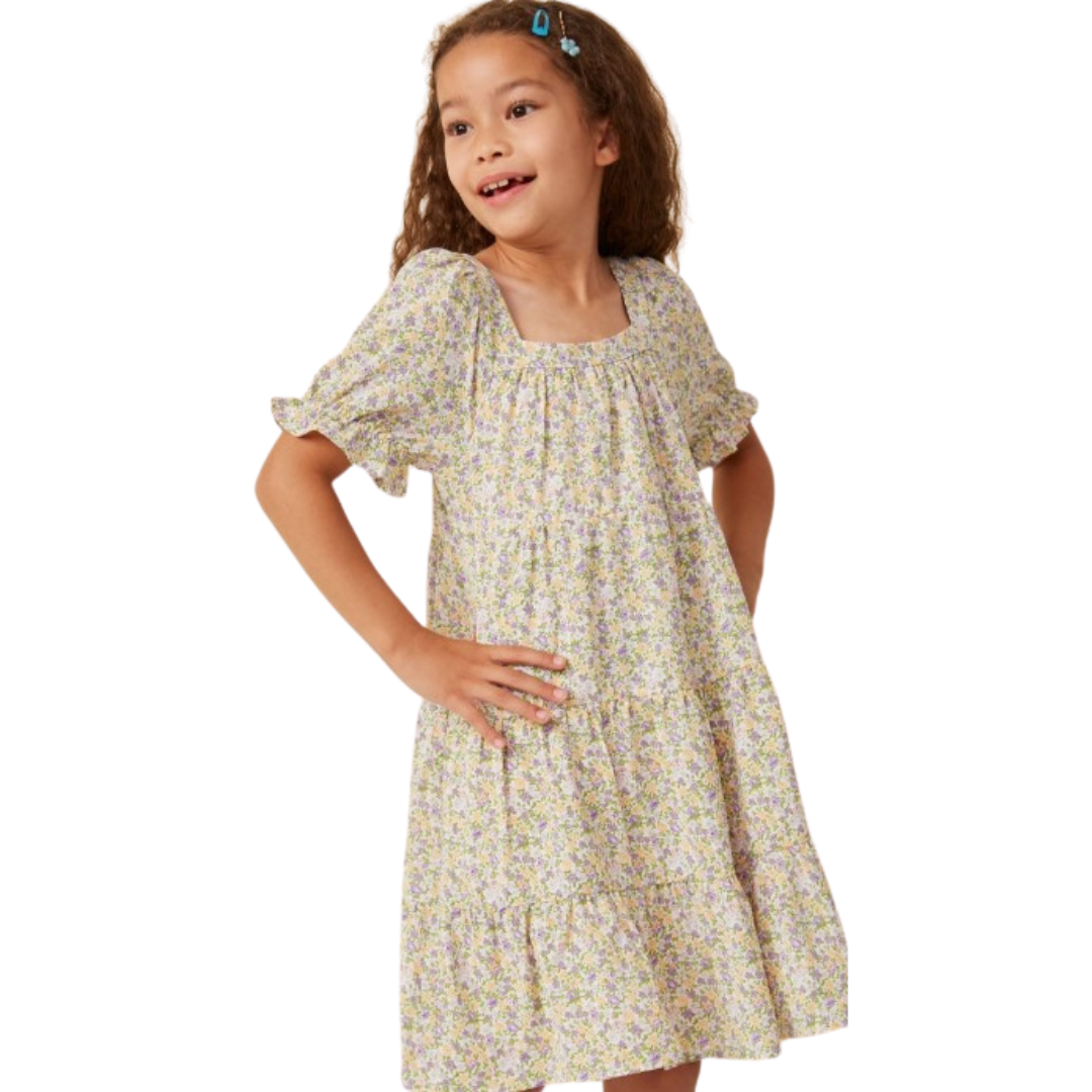 ditsy floral square neck midi dress Ditsy Floral Square Neck Tiered Midi Dress 9-10