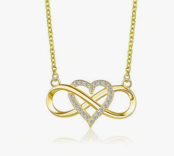 yellow gold infinity heart necklace