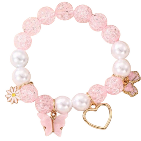 Translucent Bead and Faux Pearl Bracelets