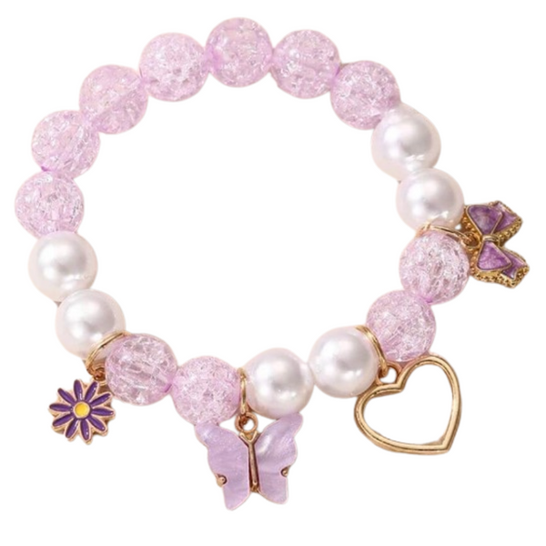 Translucent Bead and Faux Pearl Bracelets
