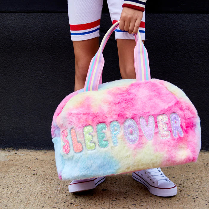 Girls Pink Strap Tie Dye Duffle Bag With Monogram 