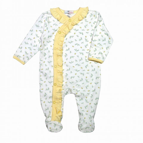 Hazel Yellow and Blue Floral Ruffled Footie