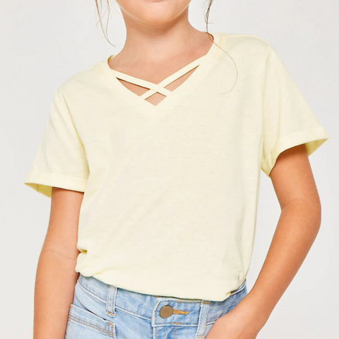 Girls V-Neck Criss-Cross Tee (2 Colors)