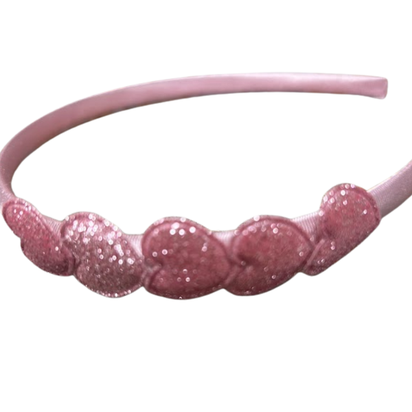 Light Pink satin puffy heart headband
