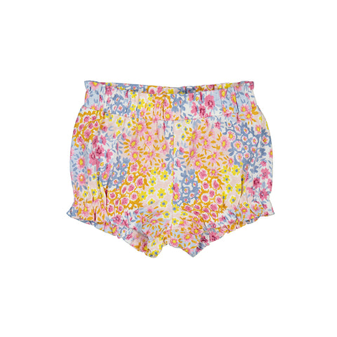 floral patchwork print infant short with elastic waist and leg