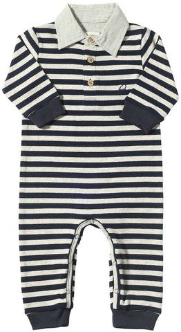 Navy and Beige Stripe romper