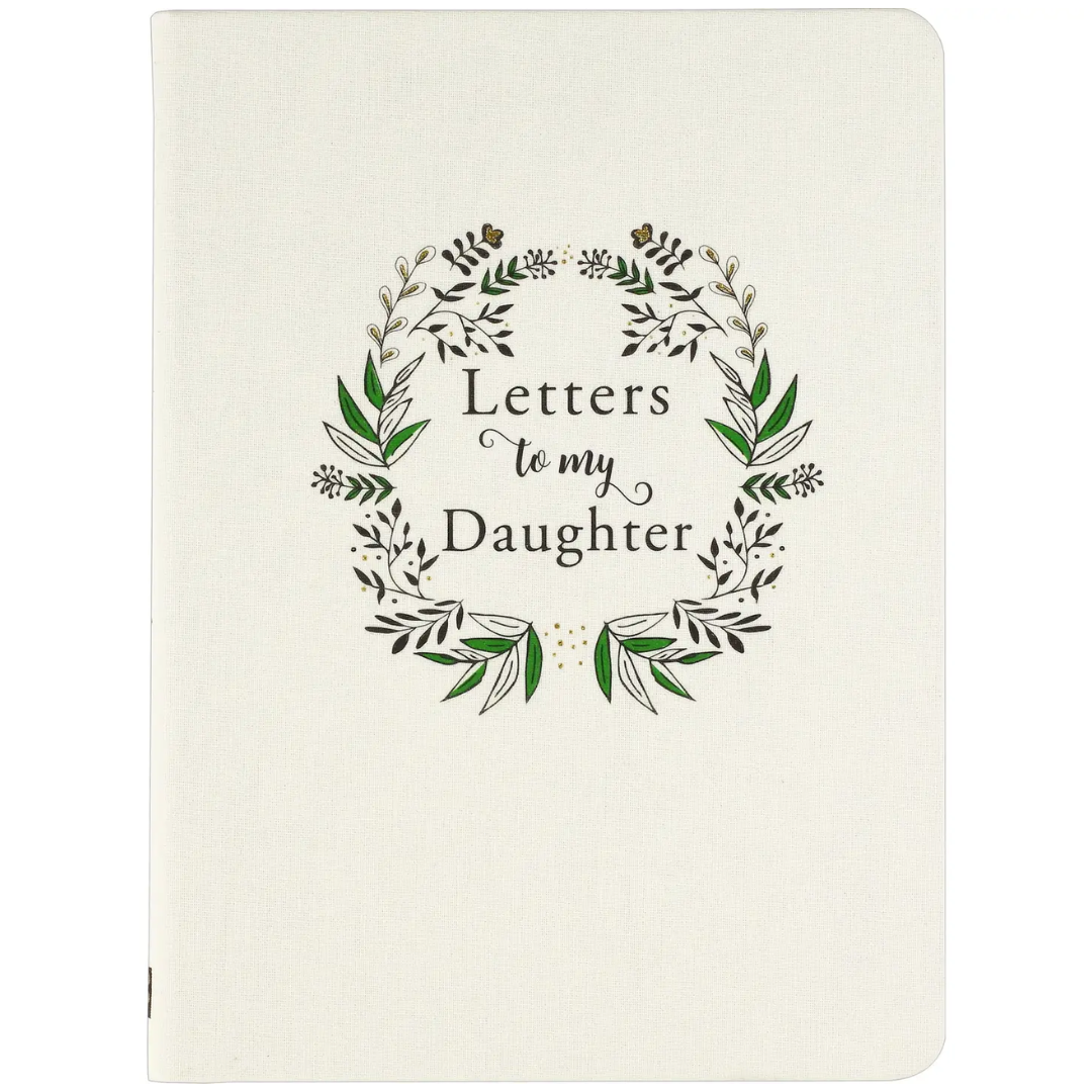 “Letters to My Daughter” cloth-covered deluxe journal with gold foil accents, ribbon bookmark, and lined pages for keepsake memories.