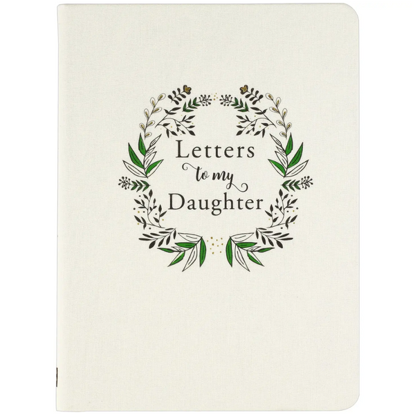 “Letters to My Daughter” cloth-covered deluxe journal with gold foil accents, ribbon bookmark, and lined pages for keepsake memories.