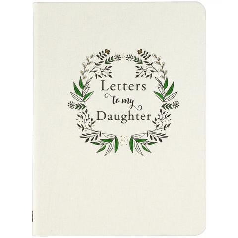 “Letters to My Daughter” cloth-covered deluxe journal with gold foil accents, ribbon bookmark, and lined pages for keepsake memories.