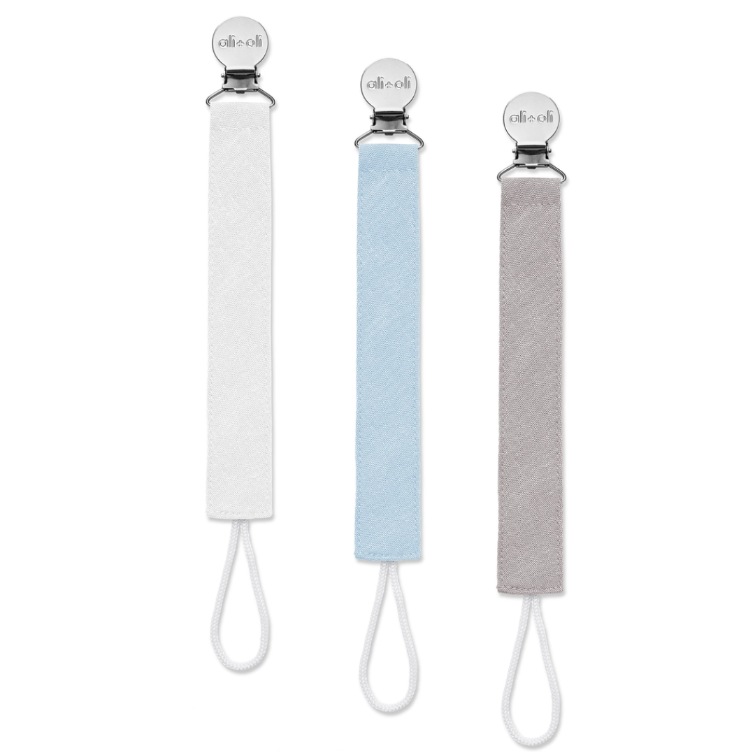Ali & Oli Linen 3 Pack Pacifier Clips