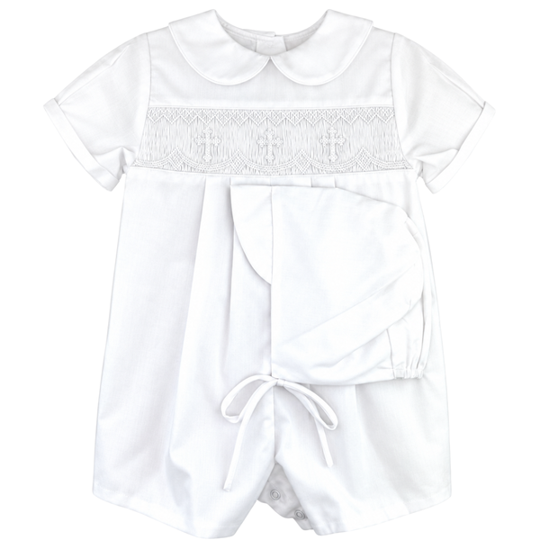 Smocked Cross Romper & Hat