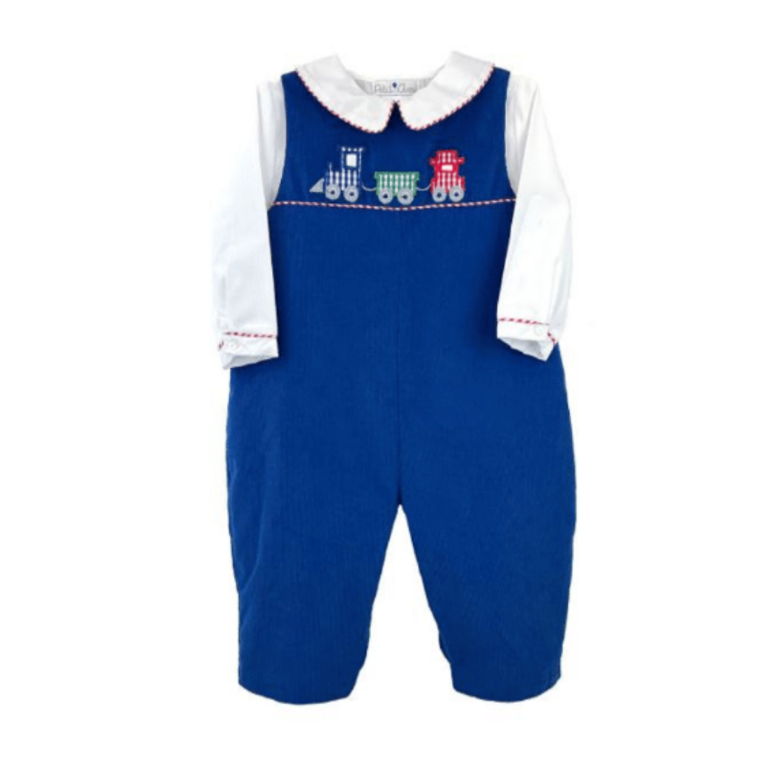 Royal Blue Romper with Train Applique