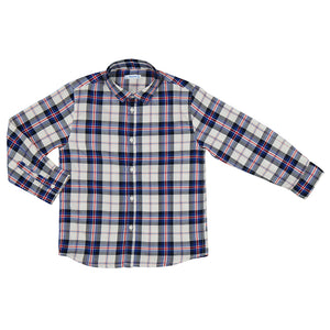 Long Sleeve Black, Blue and Red Plaid Button Down Shirt