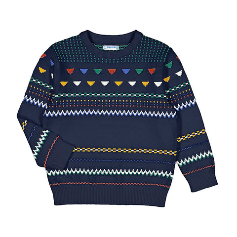 Navy Geometric Sweater