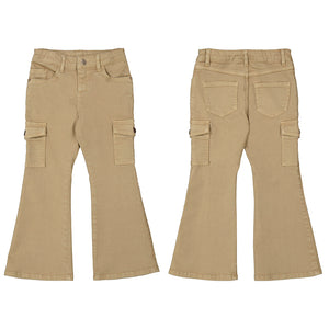 Khaki flared cargo style pant