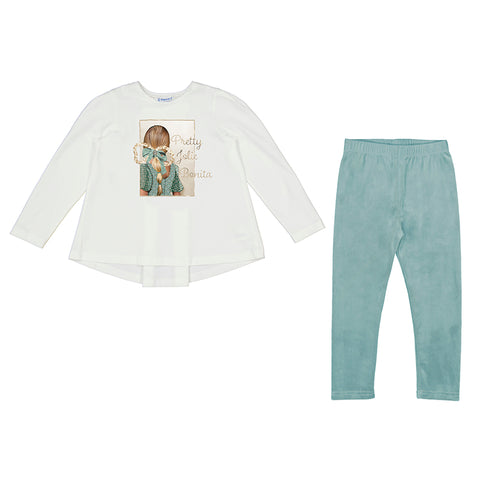 Pretty Teal Bow Pants Set