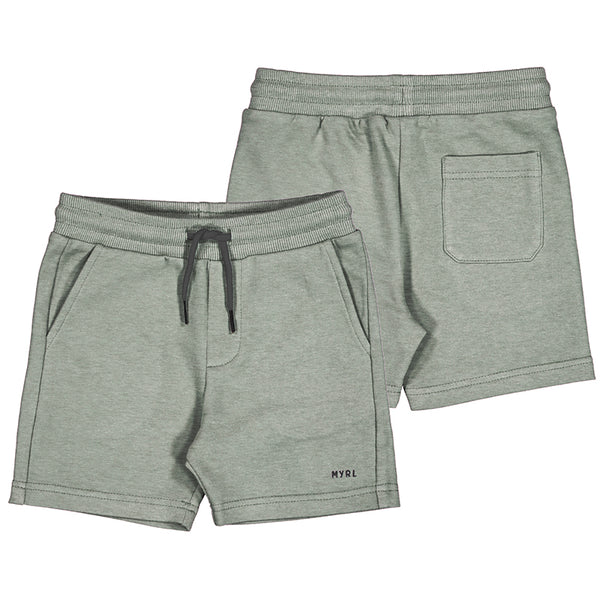 Heather Gray basic fleece jogger short with tie front 