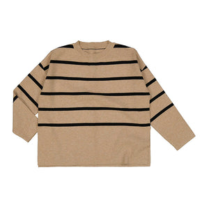 Tan Sweater with Black Stripes