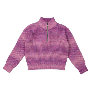 shades of mauve and purples in a quarter zip sweater girl's sweater