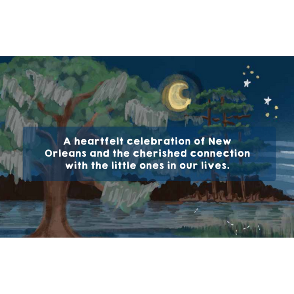 Hand drawn picture of a swamp under a crescent moon