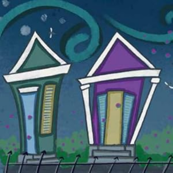 hand drawn new orleans style shotgun houses