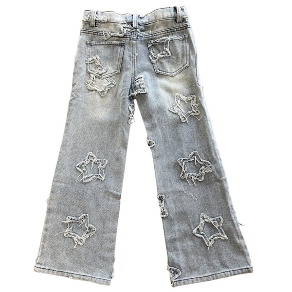 Frayed Star Wide Leg Jeans