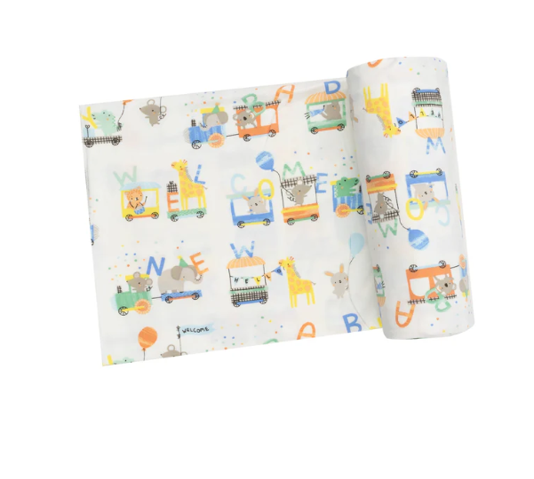 Animal Train Swaddle Blanket