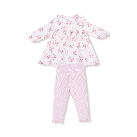 Belle Rosette Dot - Petal Collar Dress + Legging