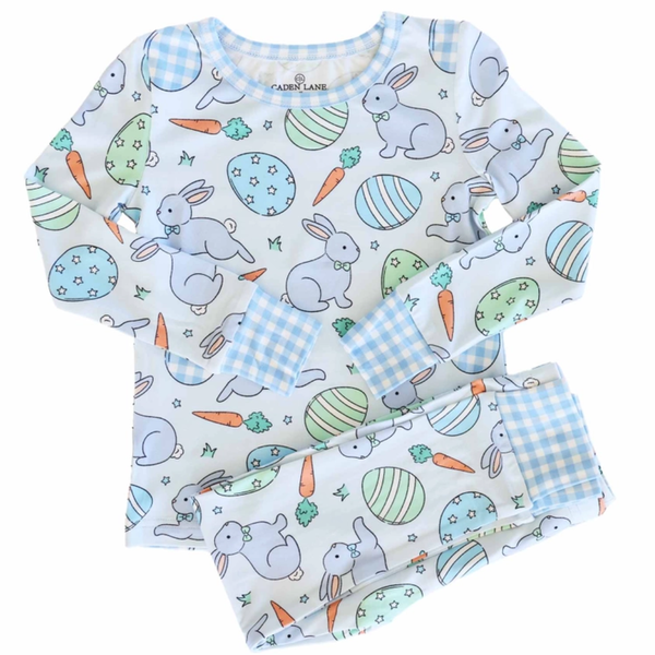 Hoppy Spring Blue Two Piece Pajama Set