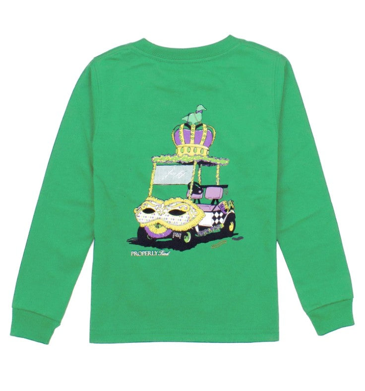 Mardi Cart Crop Green Long Sleeve Tee