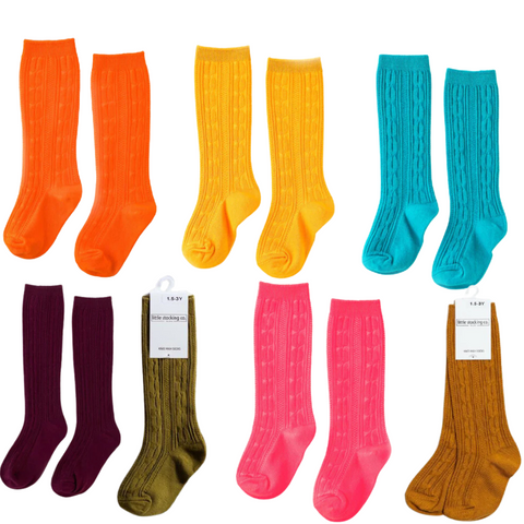 Colored Cable Knit Knee High Socks(More Colors Available)