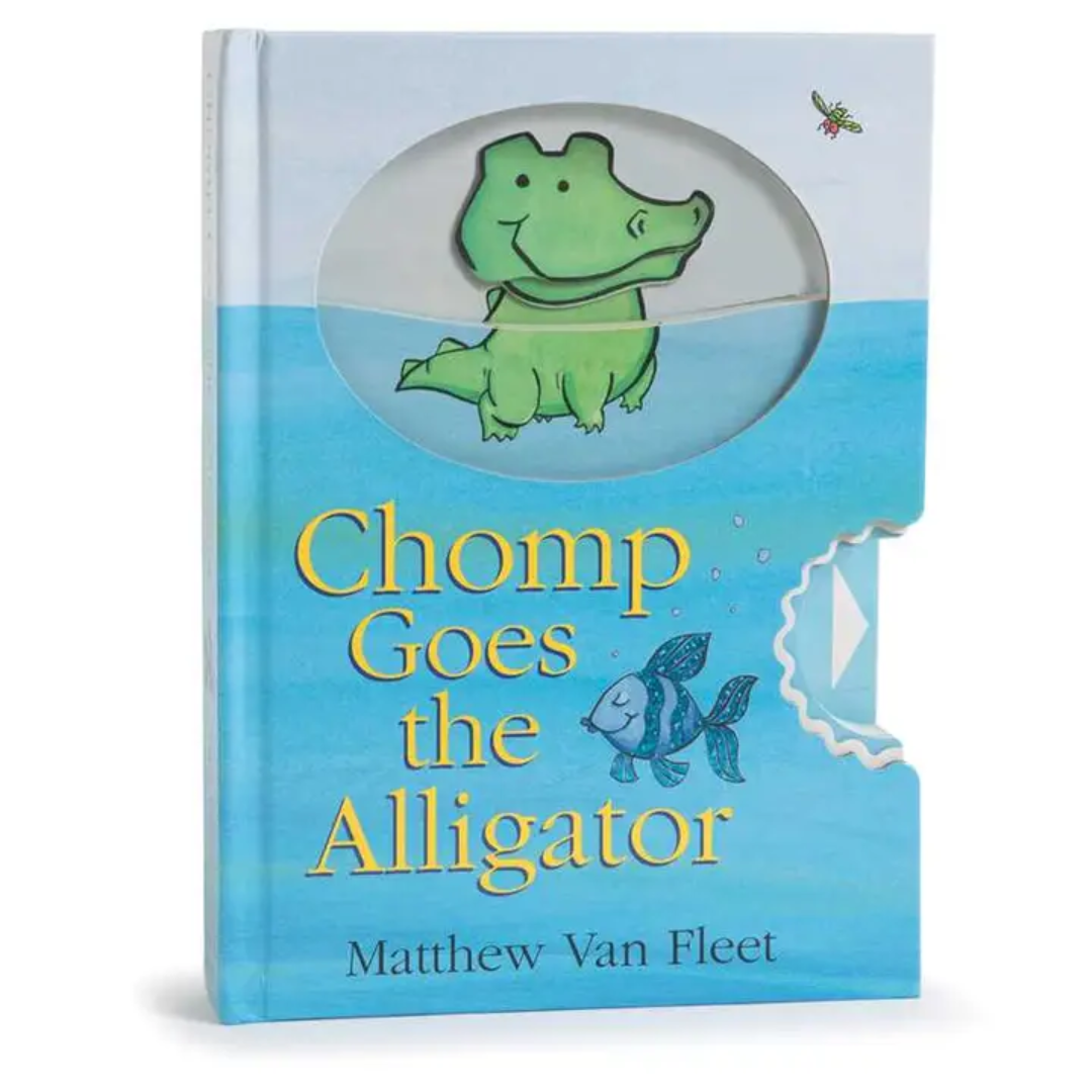 Cover of Chomp Goes the Alligator showing the chomping alligator and bold title.