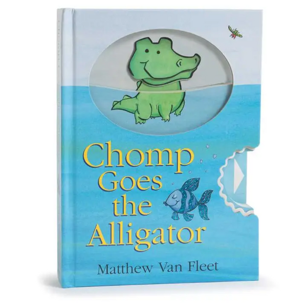 Cover of Chomp Goes the Alligator showing the chomping alligator and bold title.
