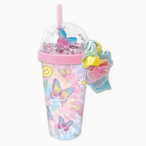 cup with butterflies and tie dye 