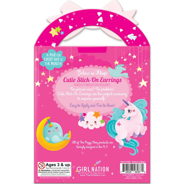 Cutie Stick-On Earrings and Nail Sticker Gift Set- Unicorn