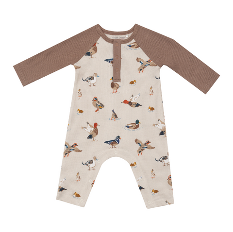 brown daywear romper with different mallard ducks