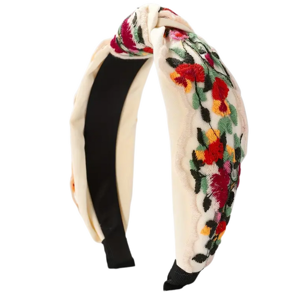 Floral Knot Embroidered Headband