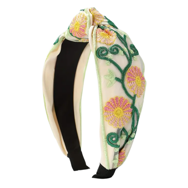 Floral Knot Embroidered Headband