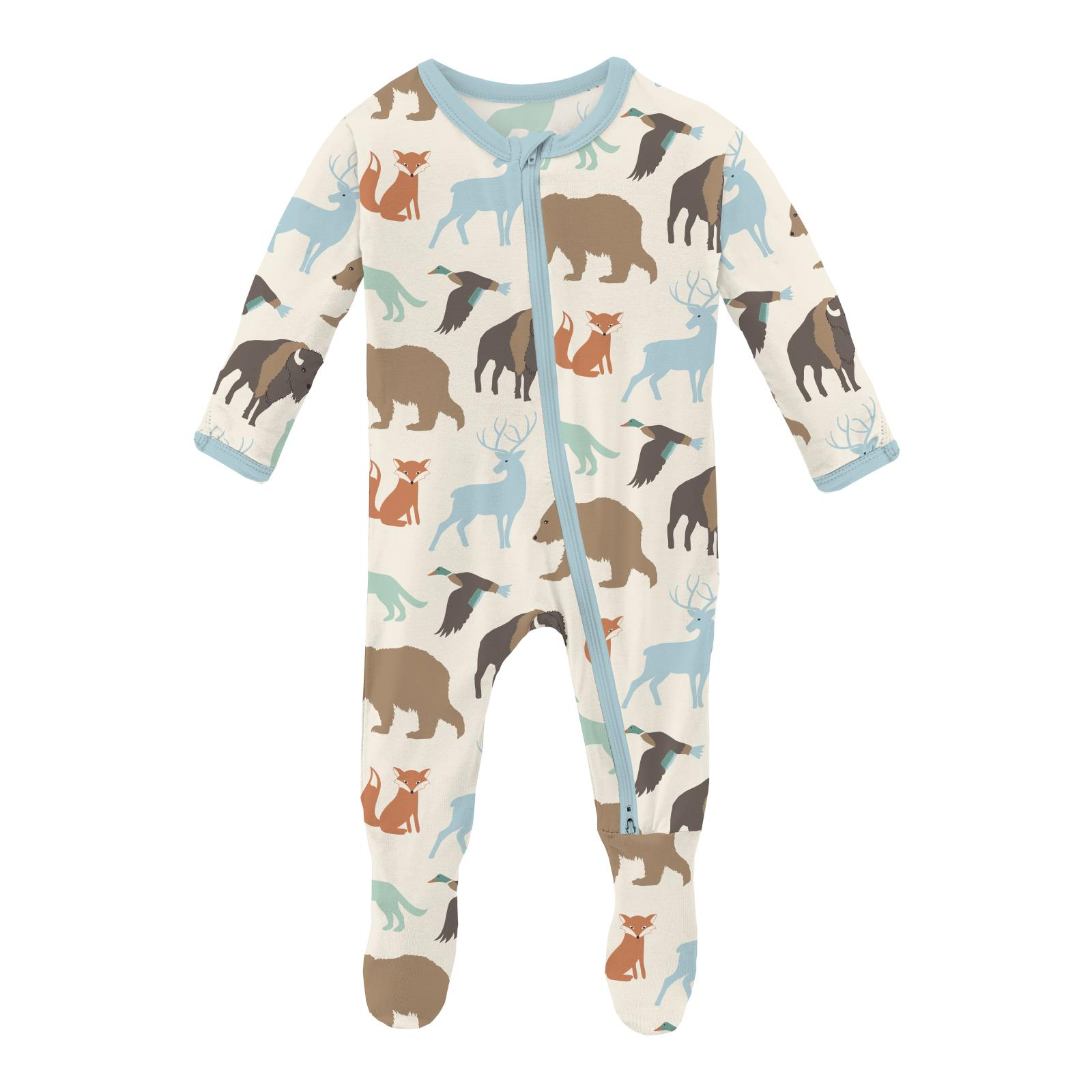 Print Footie with 2 Way Zipper Natural Wildlife Federation