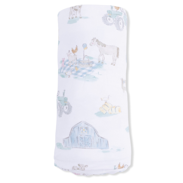 Farm Animal Party Bamboo Swaddle Blanket