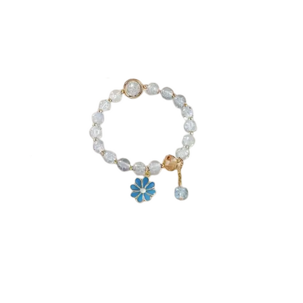 Flower Pendant Glass Bead Bracelet