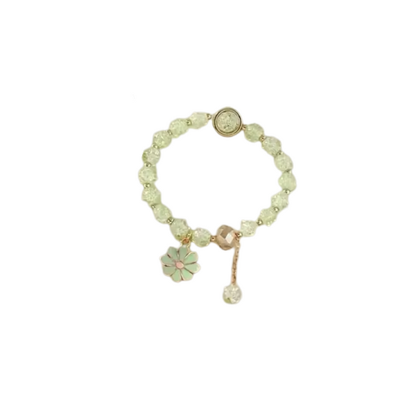 Flower Pendant Glass Bead Bracelet