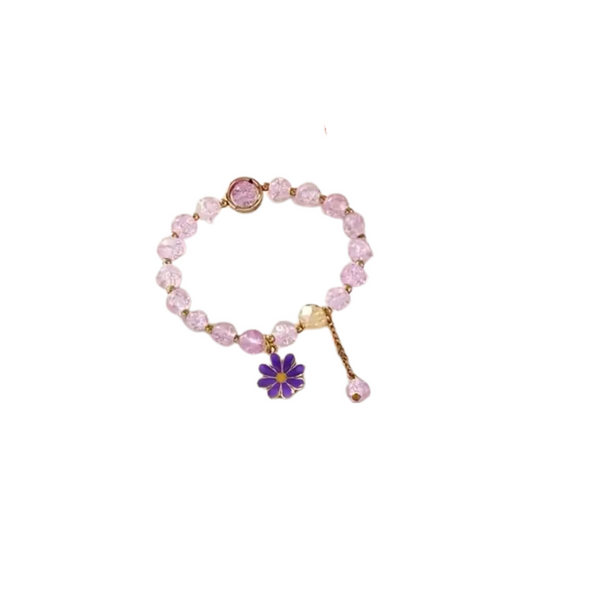 Flower Pendant Glass Bead Bracelet