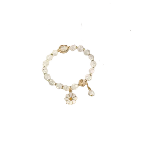 Flower Pendant Glass Bead Bracelet