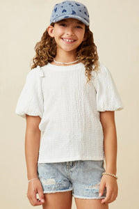Off white tween top with puff sleeves