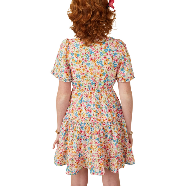 Ditsy Floral Ruffle Tiered Button Dress