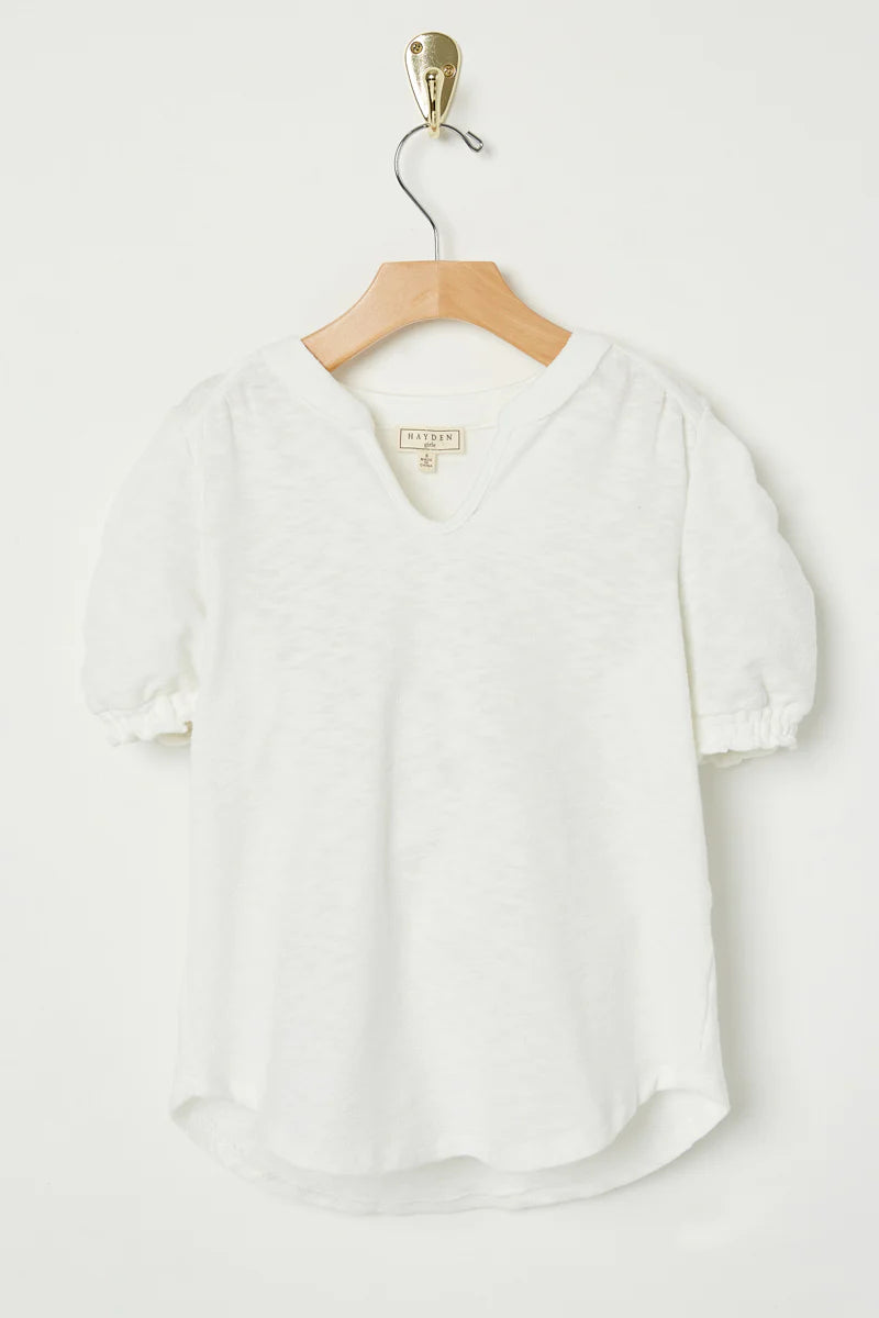 Girls V-Neck Puff Sleeve Top