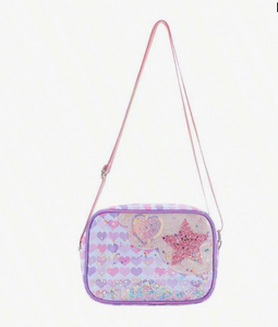 purple glitter purse