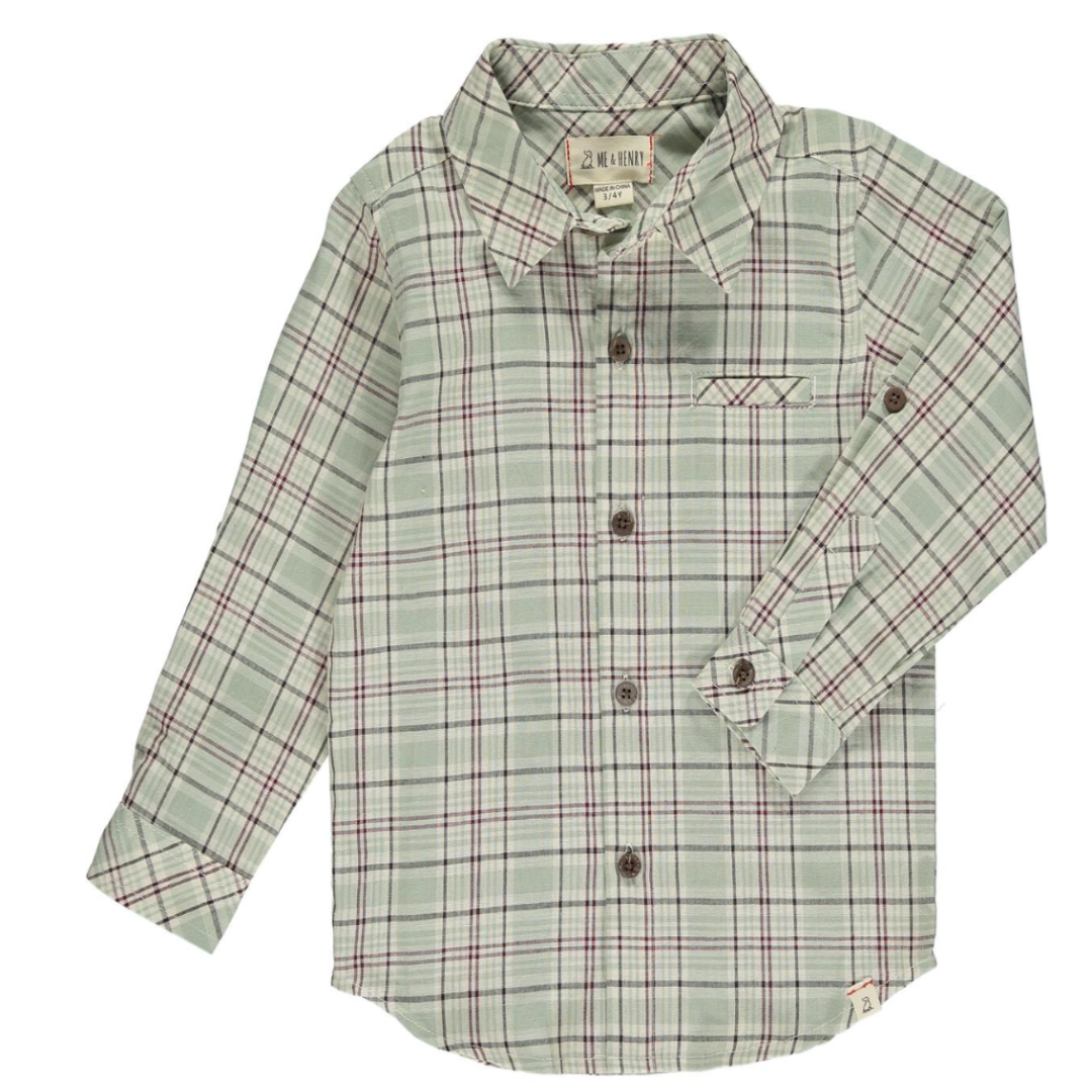 Green Plaid long sleeve button down shirt